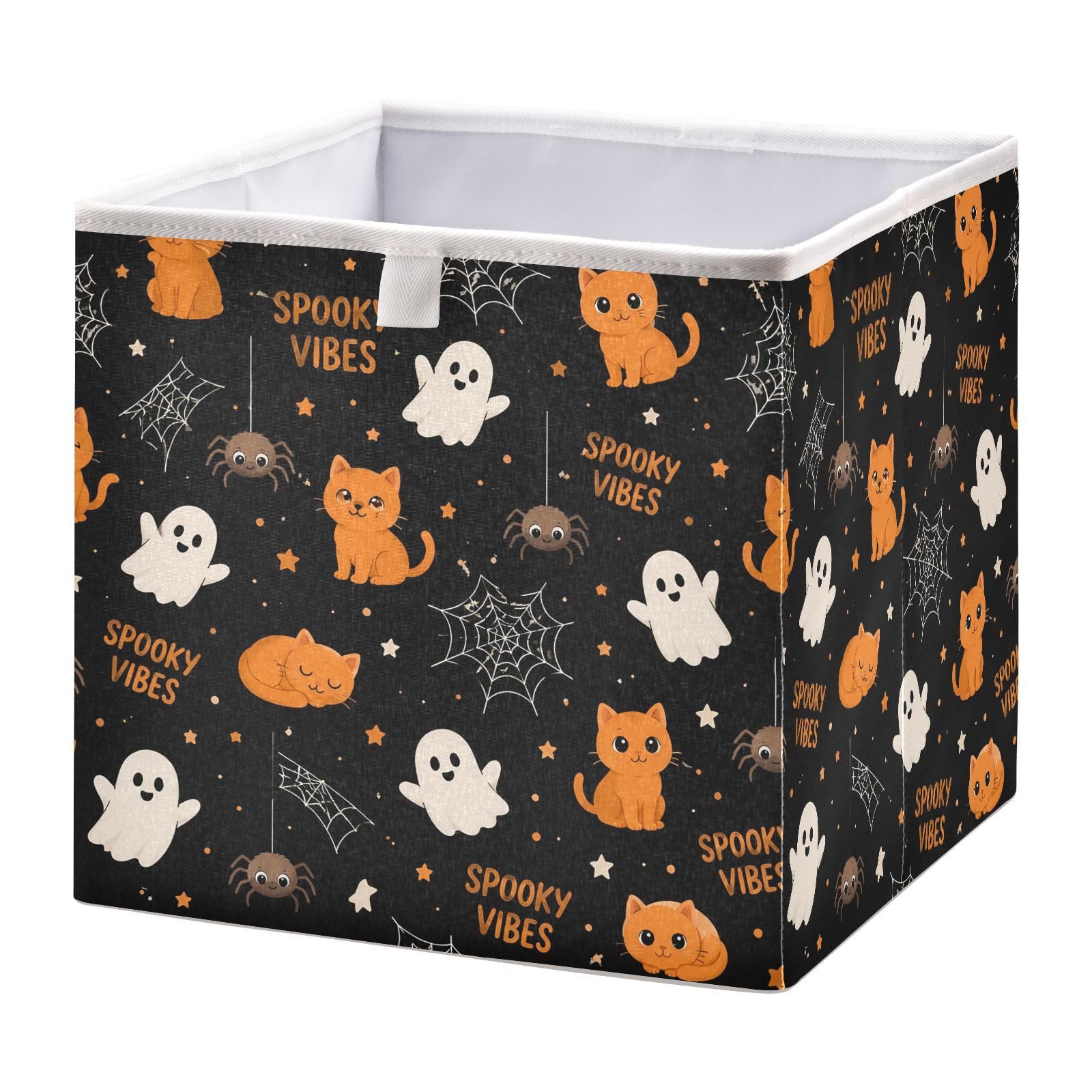 Ewusp Halloween Boo Cube Storage Boxes 28x28 cm Foldable Closet Organiser Bin Holiday Basket Baby Basket for Nursery Bedroom Office