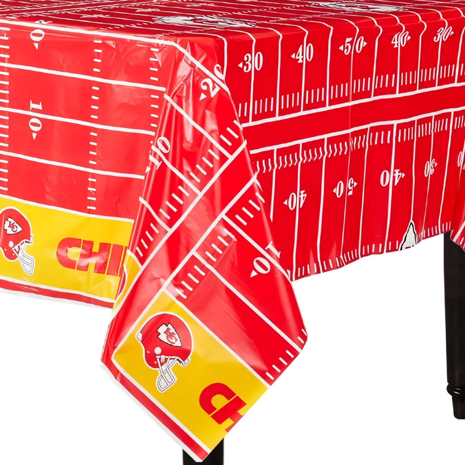 Kansas City Chiefs All Over Print Plastic Table Cover - 54" x 96" (1 Pc.) - Vibrant Design & Durable Plastic Material - Perfect for Game Day Parties &