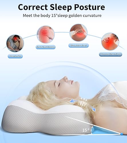 Miniatura 2 de Almohada cervical para cuello y hombro, almohada ergonómica para dormir lateral para soporte del cuello, almohadas de espuma viscoelástica de