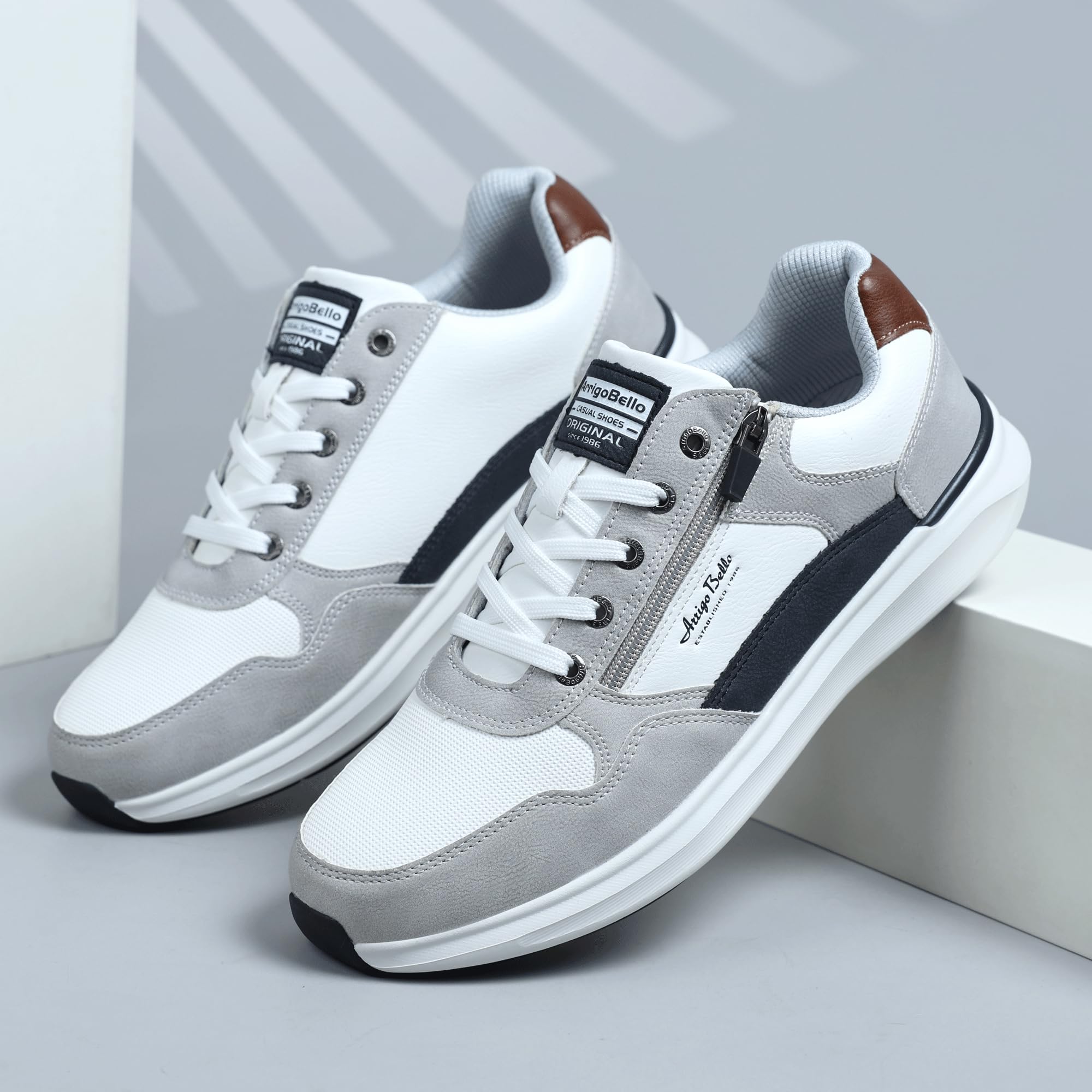 Zapatillas Hombre Zapatos Vestir Casual Sneakers Deportivas | Correr, Gimnasio, Trabajo, Senderismo, Con Cremallera, Transpirables, Antideslizante, Moda