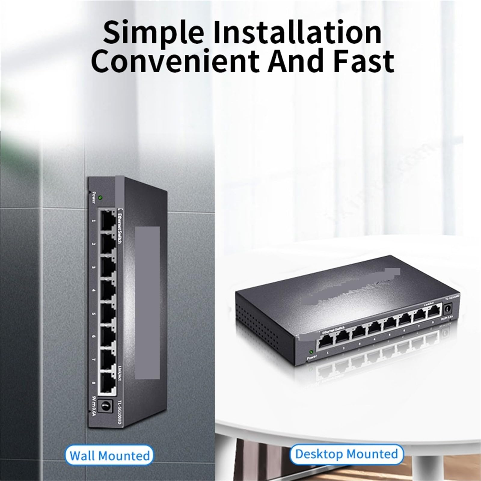 Switch Ethernet Gigabit Ethernet a 8 porte 1000 Mbps RJ45 Plug and Play Hub splitter Internet TL-SG1008D (adattatore UK)