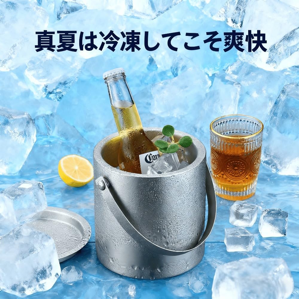 Negosuしっかりと荷重をかけ、均等に力を加えてください。二重壁構造、真空断熱、ハンドルと蓋を備えたステンレス製のアイスバケツです