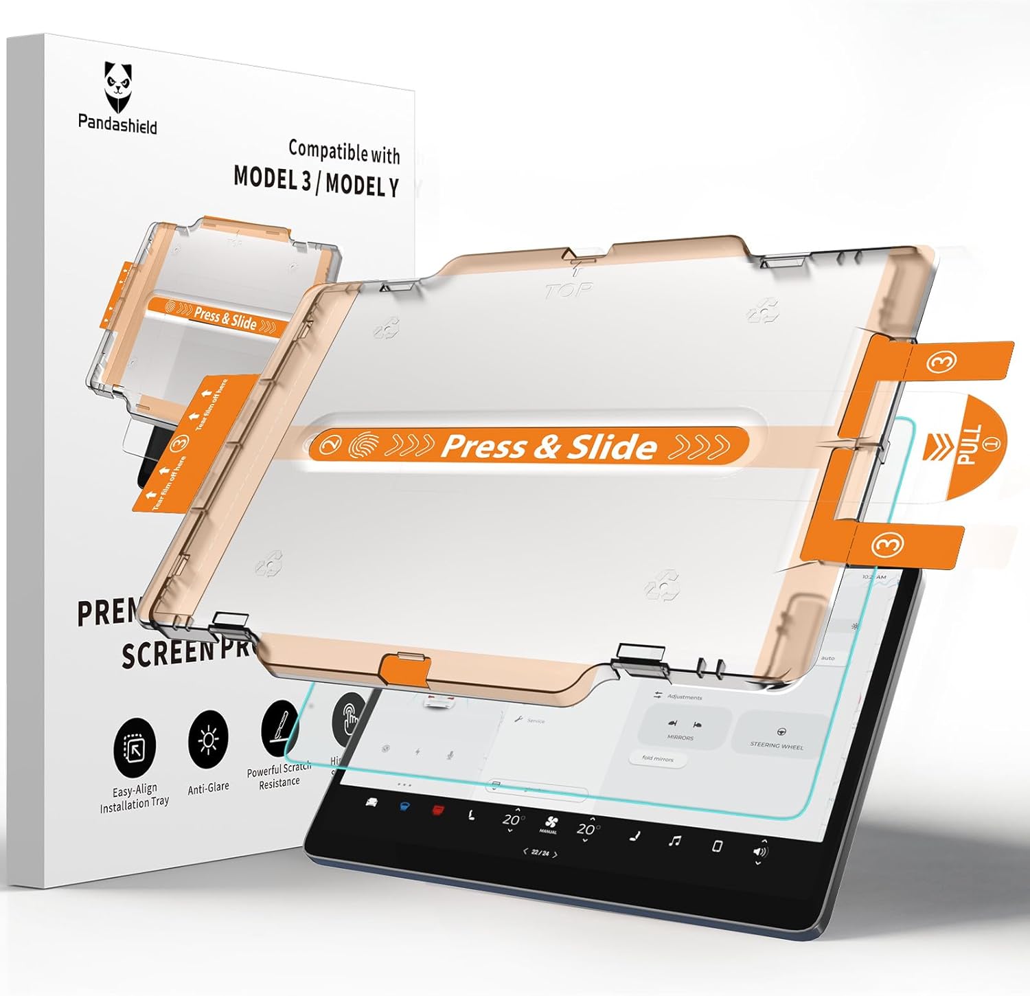 PandaShield Screen Protector for Tesla Model 3 Highland (2026-2024) & Model Y Juniper (2025) 15.4-Inch, HD Tempered Glass with Alignment Kit, 9H Anti-Scratch, Anti-Fingerprint