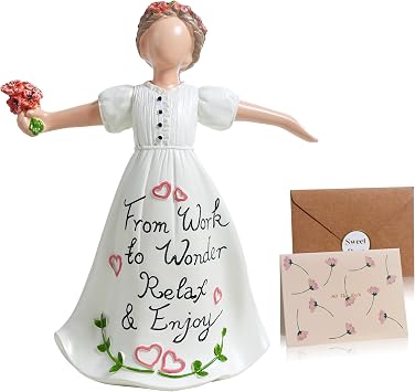 LAIDANLA 5.95 Figurine Retirement Gifts for Women with Relax & Enjoy Message Unique Forget Me Not Figure Sculpted Inspirational Birthday Gifts for Woman Coworker Employee Teacher Friend