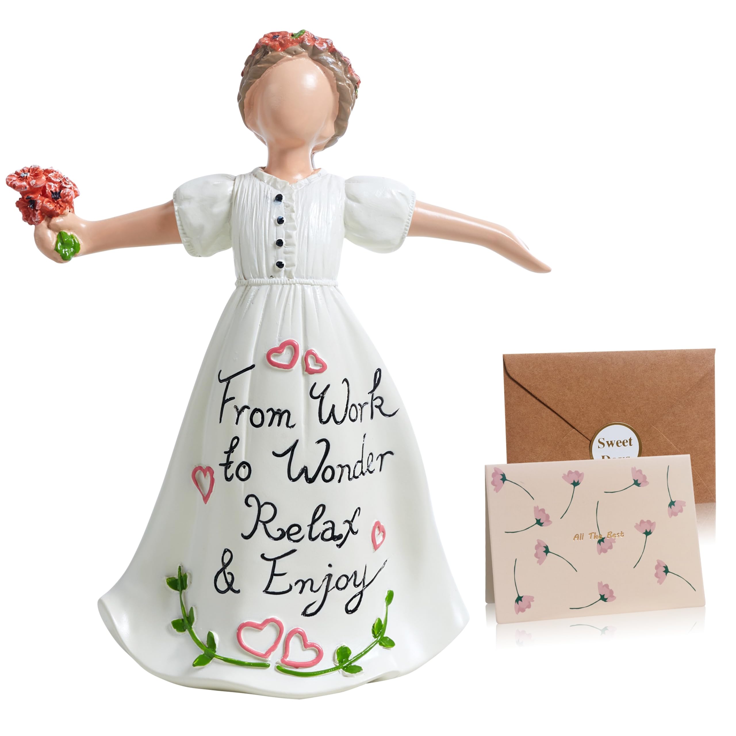 Figurine sculptée femme de 15cm pour décoration bureau inspirante