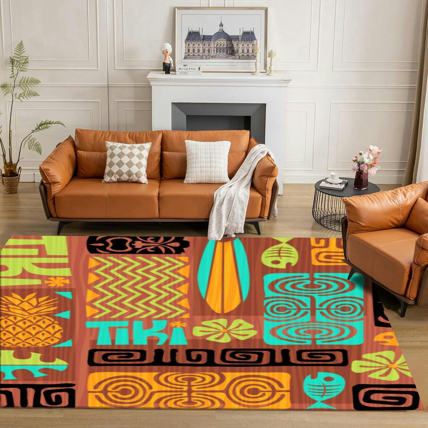 Amazon.com: OEKOJK Retro Exotic Tiki Rug 5x7 Rug Area Rugs for