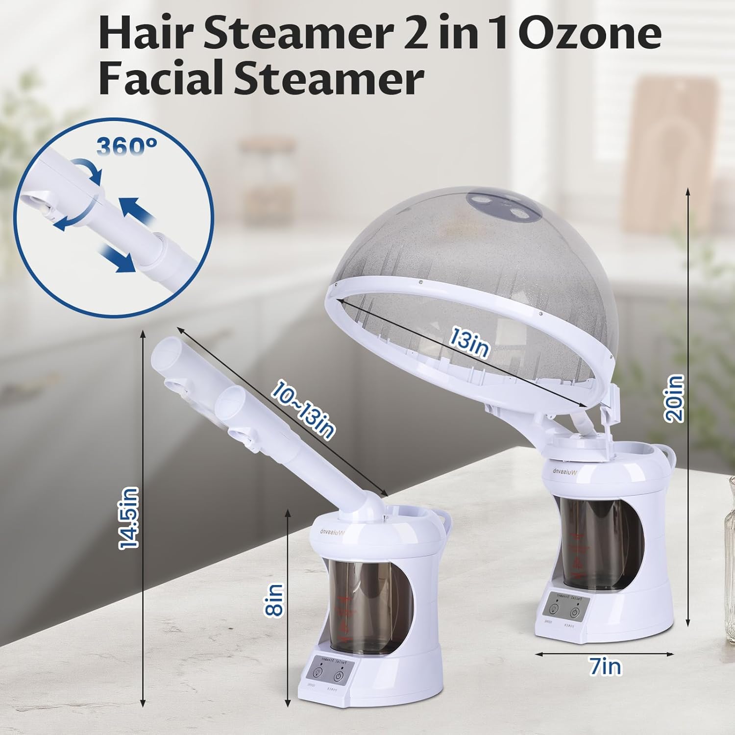 Hair Steamer, 2-in-1 Hair and Face Steamer with Extendable Arm, Portable Tabletop Steamer, Suitable for Home and Salon Personal Care - Image 2