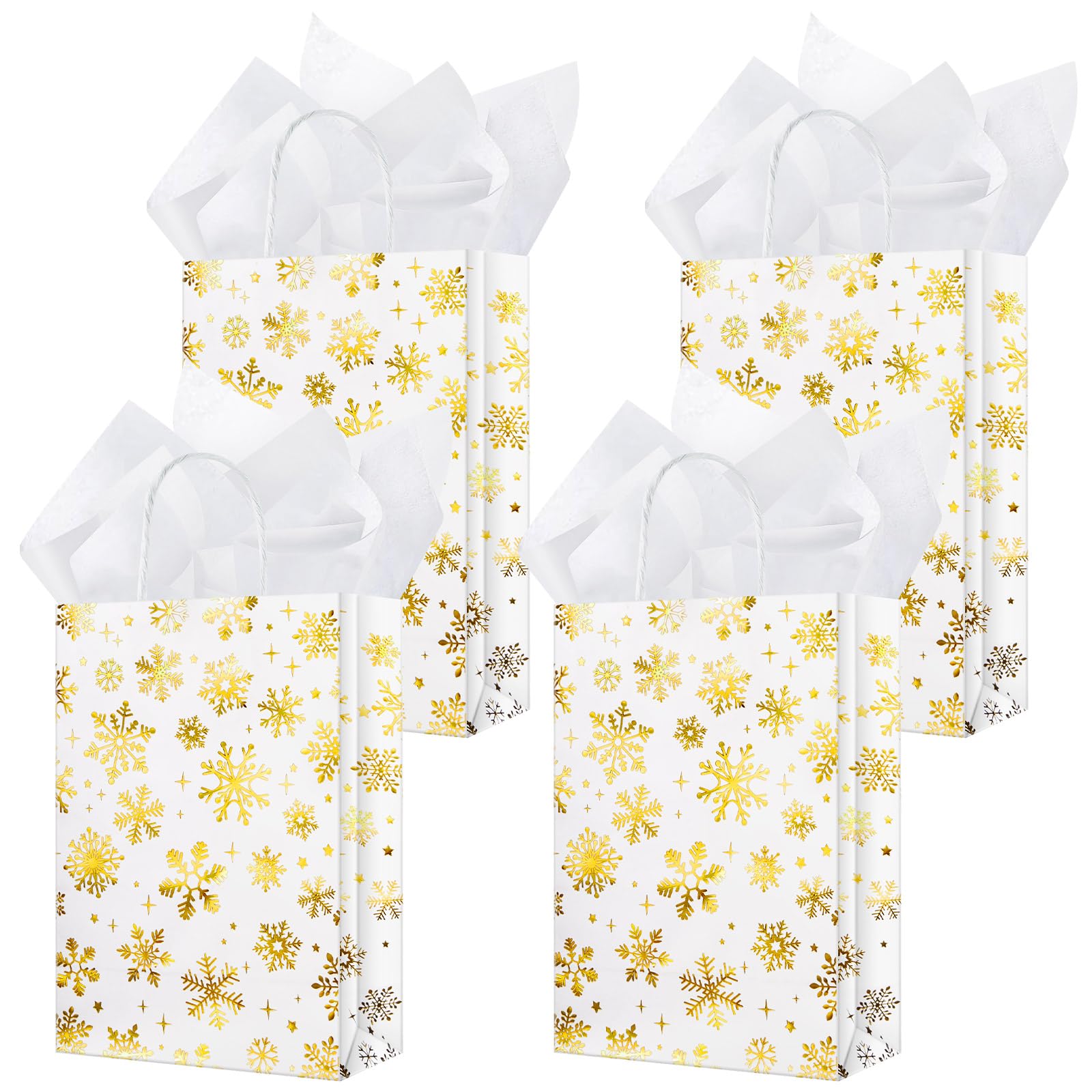 Amazon.com: Silkfly 50 Pcs Small Christmas Snowflake Gift Bags Winter ...