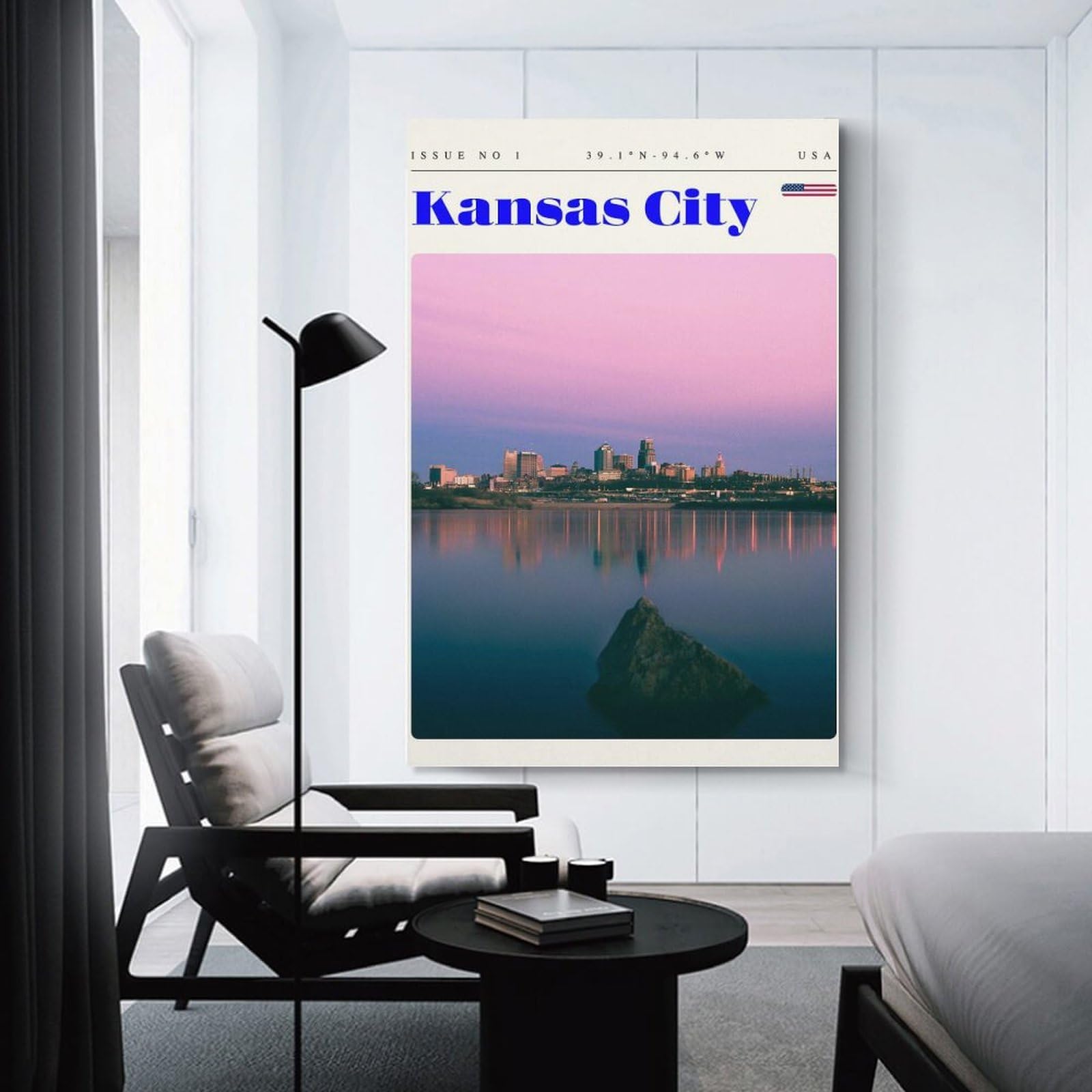 Junmoney Kansas City Missouri Travel Art Canvas Wall Picture 24x36inch(60x90cm), for Study, Office Or Focused Interiors, Home Office Artwork with Decorative Appeal