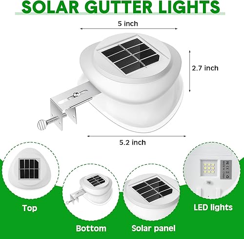 Miniatura 2 de 12 luces solares para canalón al aire libre 9 LED impermeable iluminación solar valla de cubierta lámparas de energía solar luz blanca para jardín