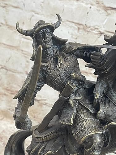 Miniatura 5 de EUROPEAN BRONZE Figura japonesa del guerrero ninja samurái de bronce en la guerra del caballo estatua decoración