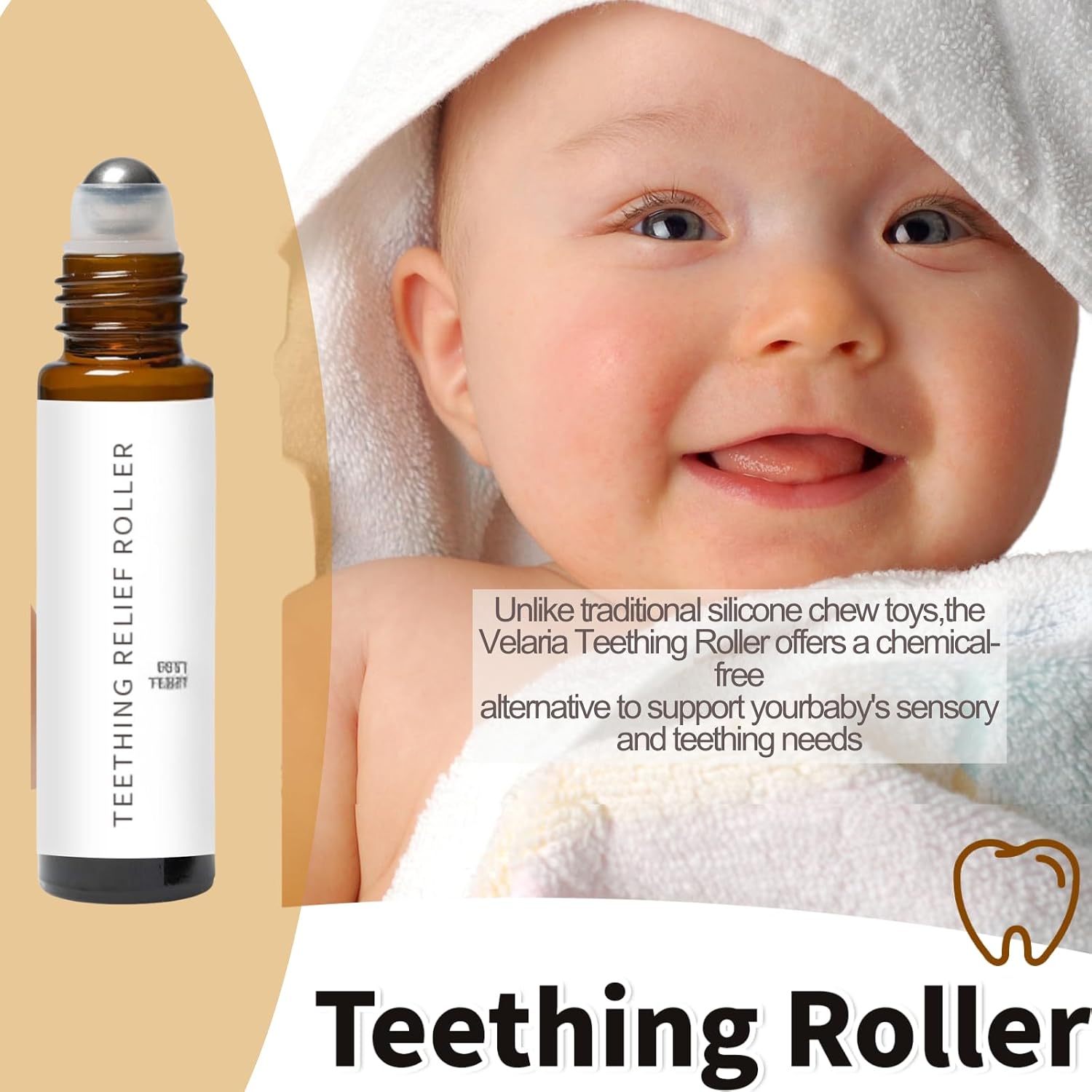 3Pcs Velaria Teething Roller, Teething Roller All Natural for Babies, A Thousand Roses Teething Roller Oil, Teething Relief Roller