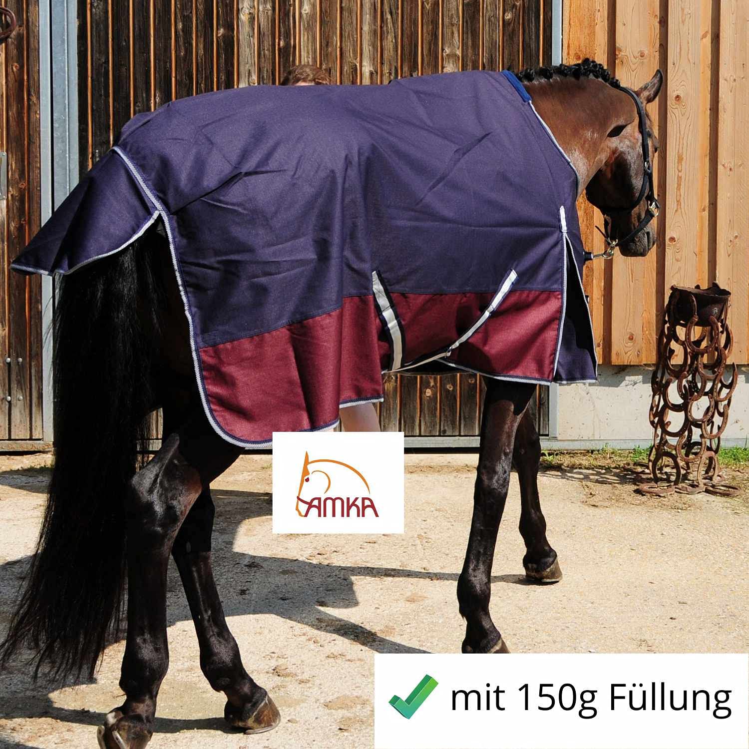 AMKA Pferde Weidedecke Outdoordecke 1200 D 150 g Futter Kreuzgurten Gehfalte
