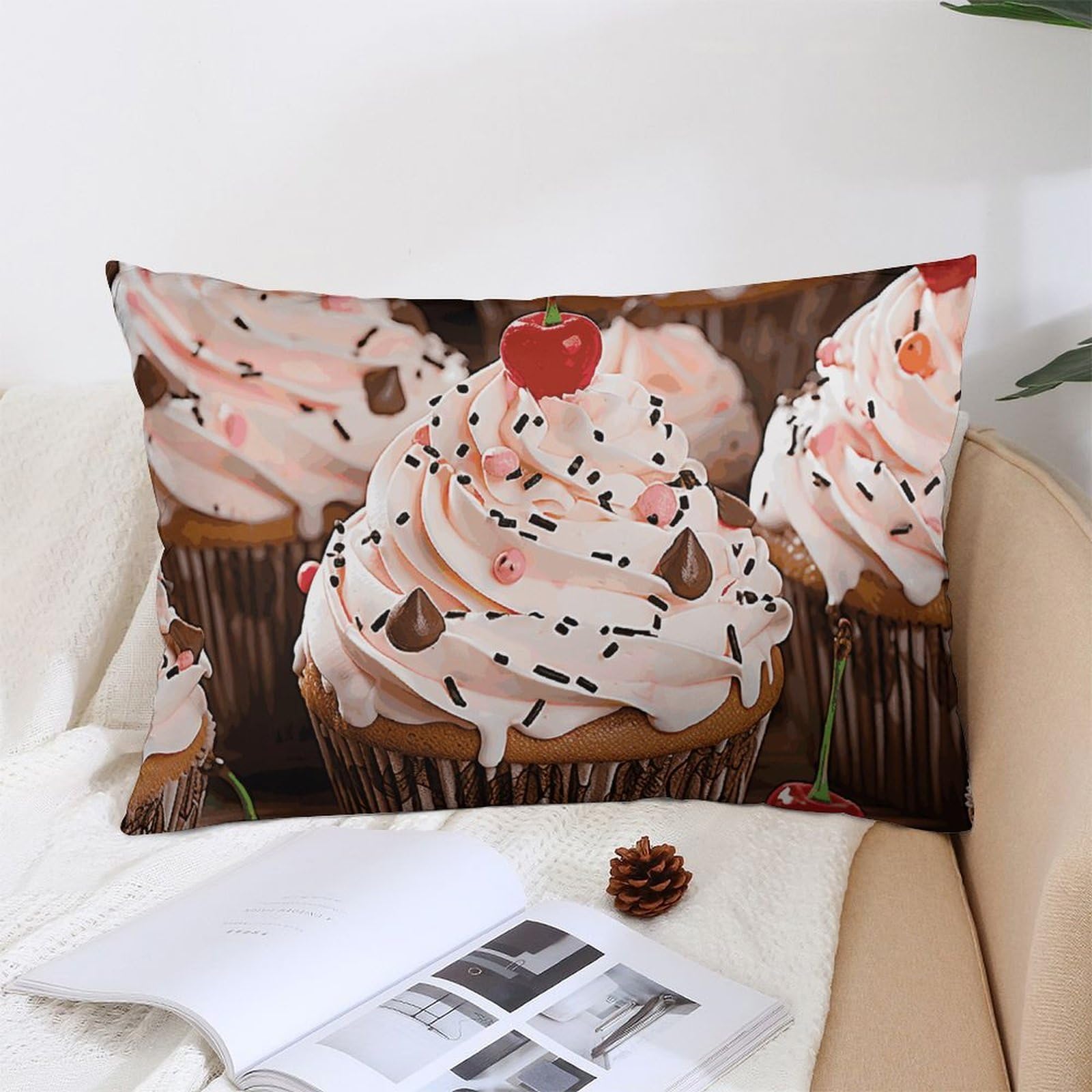 NTVOWPZO Decoration Throw Pillow Covers 12 "x20 Pillowcases Covers Cupcake and Muffin Soft Pillowcases Modern Farmhouse Home Decor Sofa Cushions Covers for Couch Bed Living Room