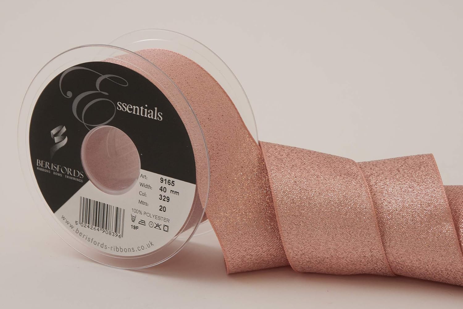 Berisfords 9165 20 m x 15 mm Glitz and Glamour Metallic Lame Ribbon, Dark Gold