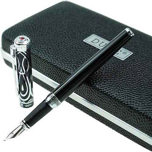 Miniatura 2 de Duke Ruby Black Fountain Pen Fude Nib with Original Gift Box, Iridium Bent Nib Writing Pen for Signature, Art Drawing,Calligraphy