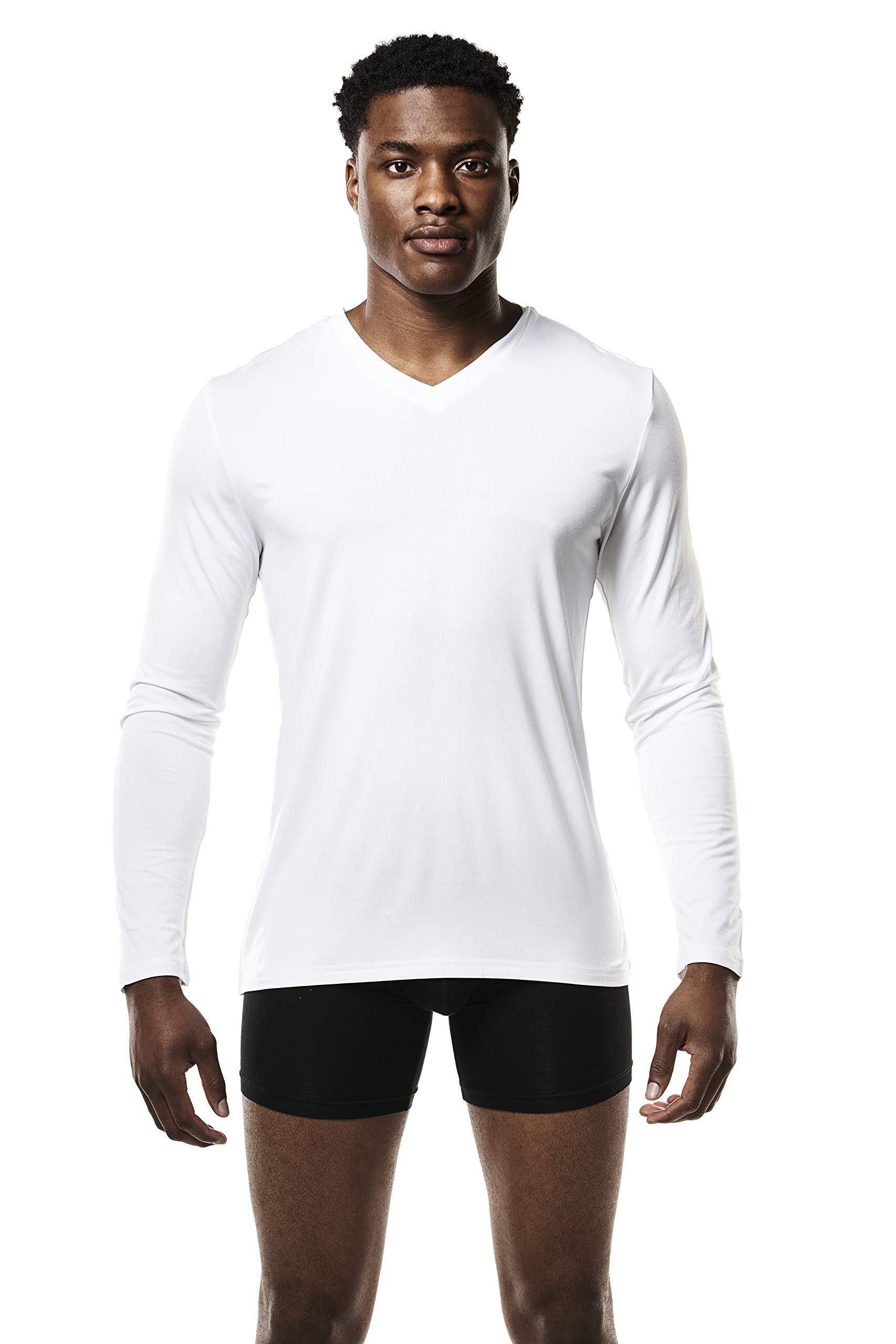 Mr. Davis Men's Long Sleeve Bamboo Viscose Base Layer Undershirt - with Stretch Fabric for a
