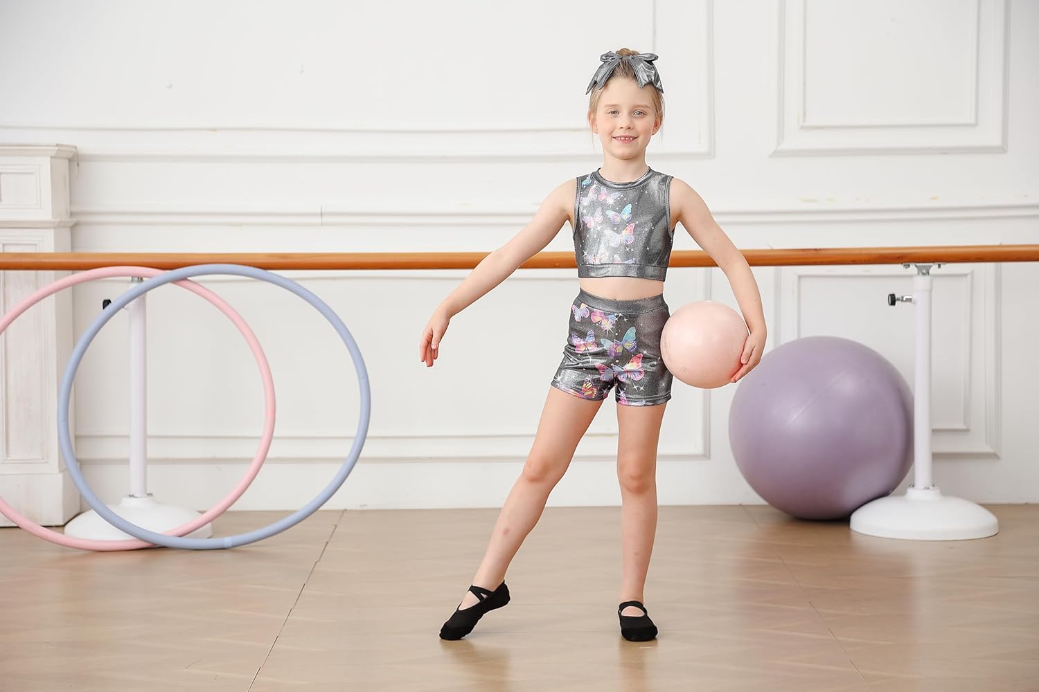 Vogseek Gymnastics Leotards for Girls with Shorts Sparkly Ballet Dance Unitards Biketards Kids Activewear - Image 3