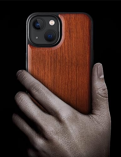 Miniatura 10 de Carveit Funda magnética de madera para iPhone 13 Pro Max madera natural y TPU suave negro a prueba de golpes, funda de madera única y elegante