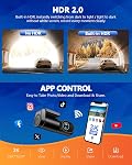 3K Dash Cam Front WiFi Mini Car Camera with 64GB Memory Card, 0.96" Display Driving Recorder, APP Control, HDR 2.0, Loop Recording, Night Vision, 170° Wide Angle, Max 256GB