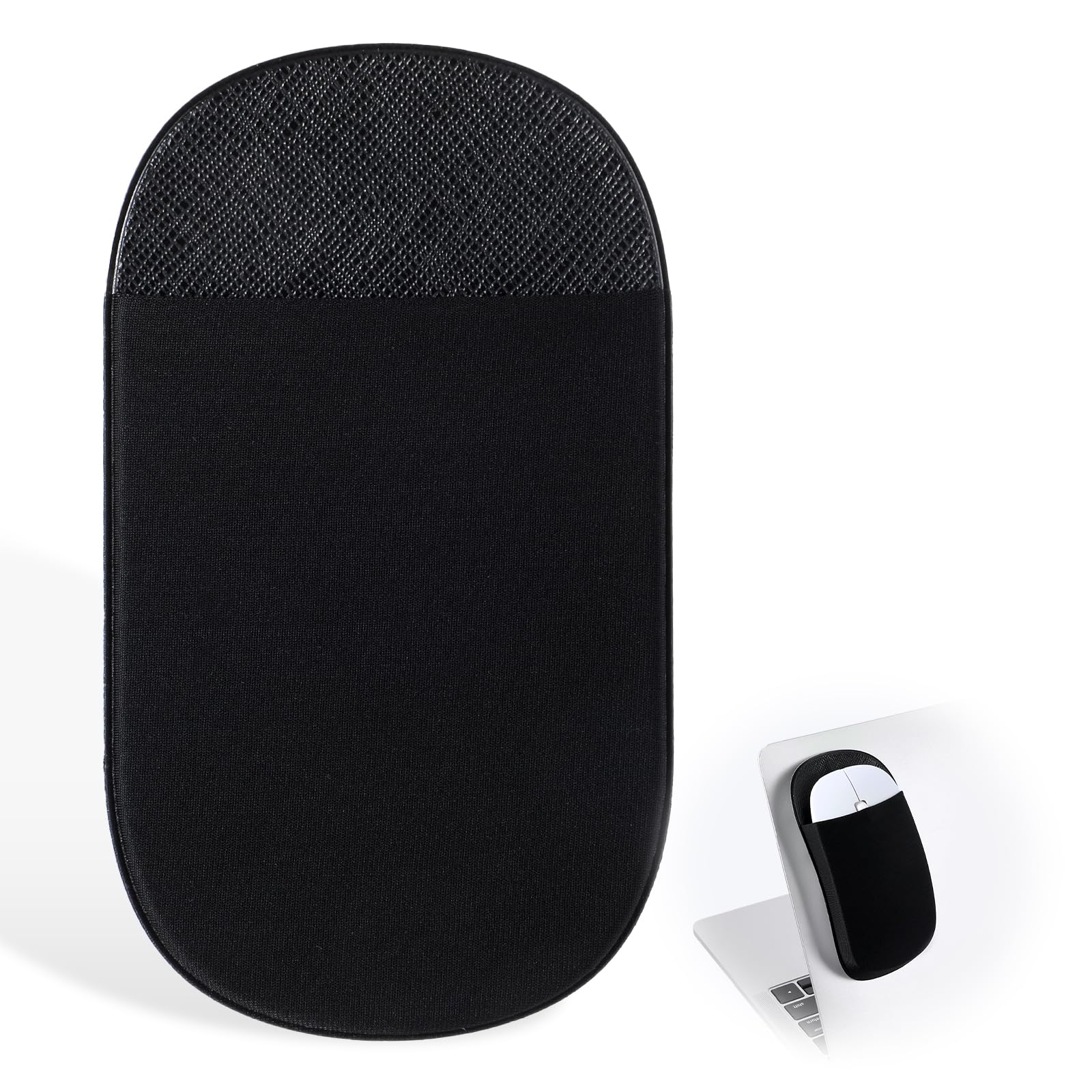Selbstklebende Maus Tasche Schwarz, Ovale Maustasche, Laptop Tasche Kompatibel, Universelle Aufklebbare Maustasche, Schlanker Klebetasche für Laptop, Büro, Zuhause