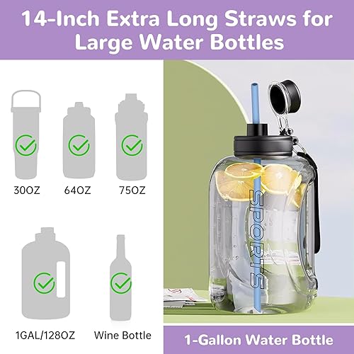 Miniatura 7 de NiHome Paquete de 16 popotes metálicos de acero inoxidable perlado reutilizables con 2 cepillos de 8.5 pulgadas de longitud, diseño cuadrado