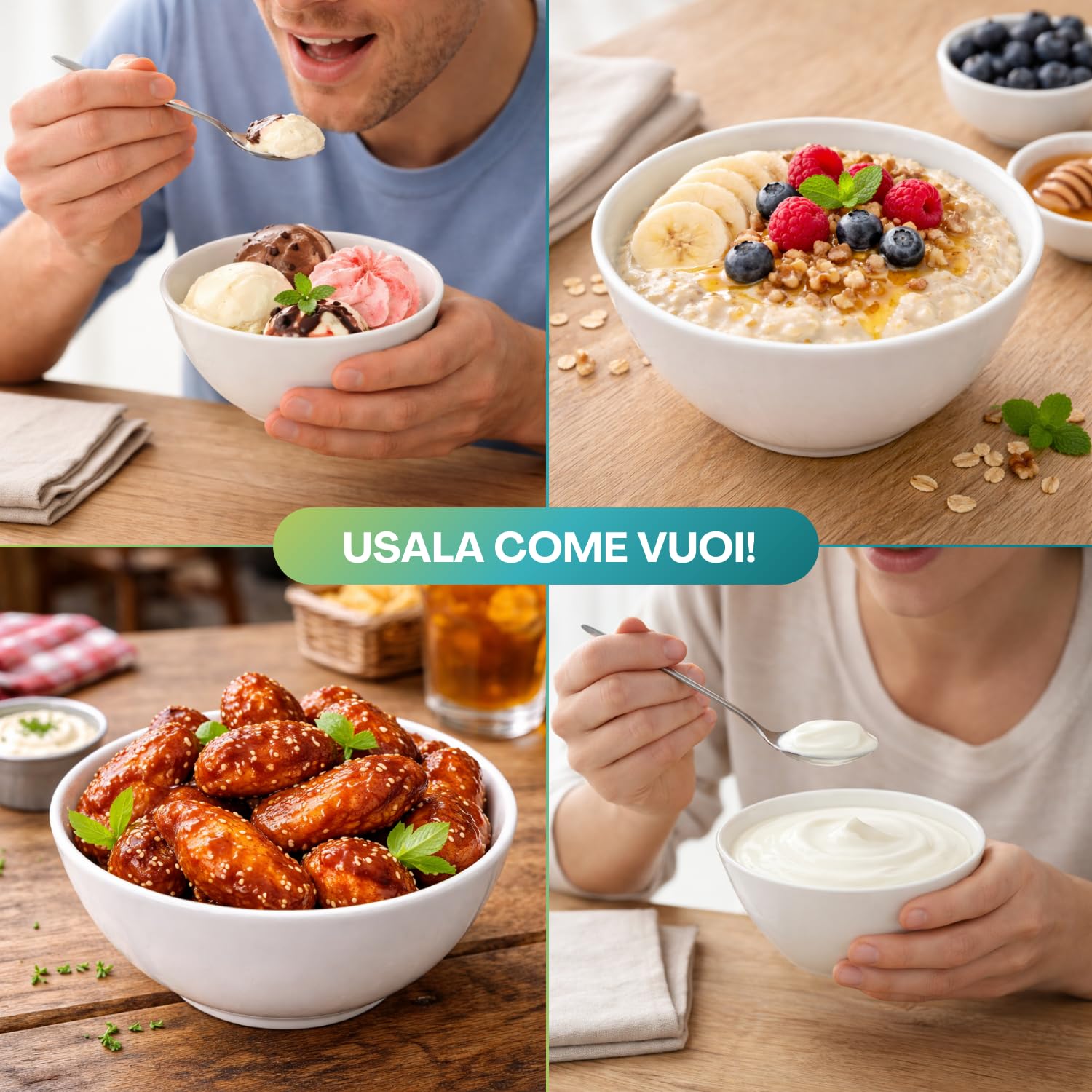 VIRSUS Ciotola Yogurt in Melamina 8184, colore Bianco, misura 11,5x 5,7 cm, Capacità 300ml, Coppetta Rotonda Riutilizzabile, Impilabile, per gelato, salsa, snack, finger food (10)