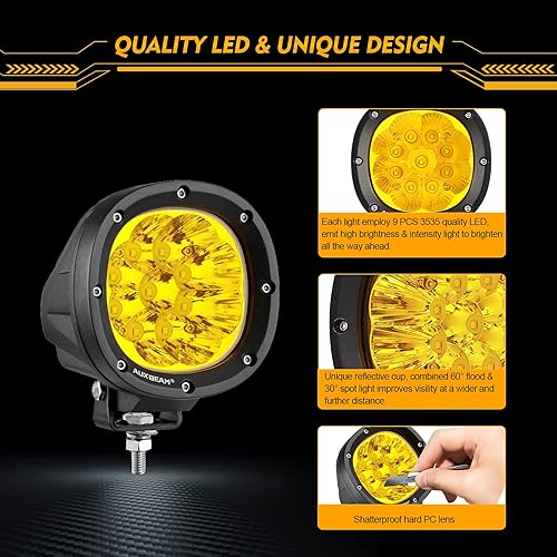 Miniatura 5 de Haz de punto blanco de 4 "72 W, haz combinado ámbar de 4 pulgadas y 90 W, paquete de luces LED redondas para todo terreno