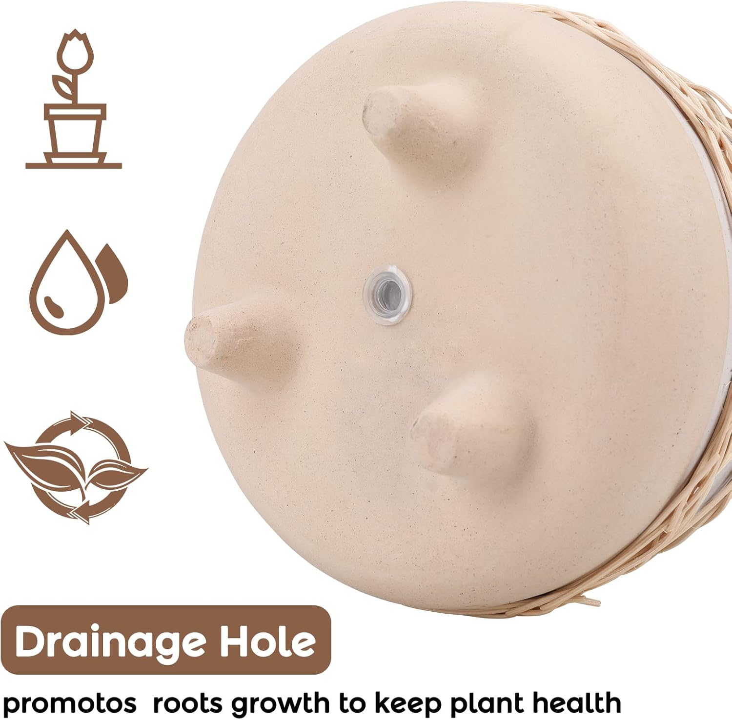Ceramic Planter 8 Inch Plant Pots Indoor Outdoor Planter with Drainage Hole Flower Pots Plant Pot Ceramic Mid-Century