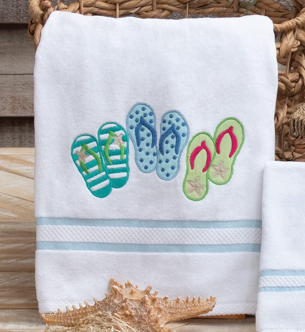 BLACK FOREST DECOR Beach Day Flip Flop Bath Towel, Cotton, 27" W x 52" L