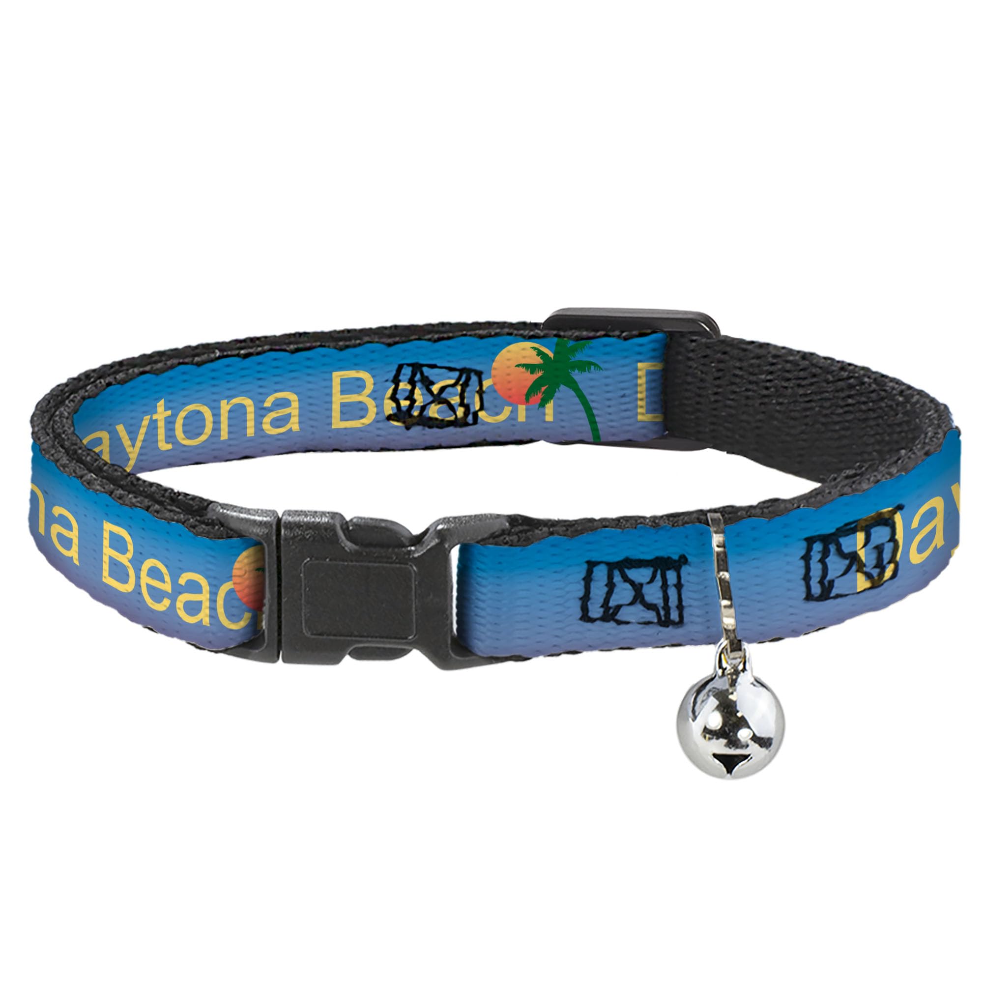 Collar de gato con palmeras y diseño playero para paseos seguros en verano
