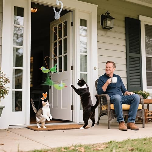 Miniatura 4 de Juguetes Interactivos para Gatos de Interior Pájaro Volador Eléctrico Automático Juguete de Pluma y Ratón - Mejor Juguete de Enriquecimiento para