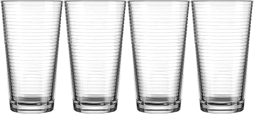 Miniatura 5 de Glavers - Juego de 4 vasos acanalados de 17 onzas para cóctel agua jugo vino todos los días y elegante juego de cristalería