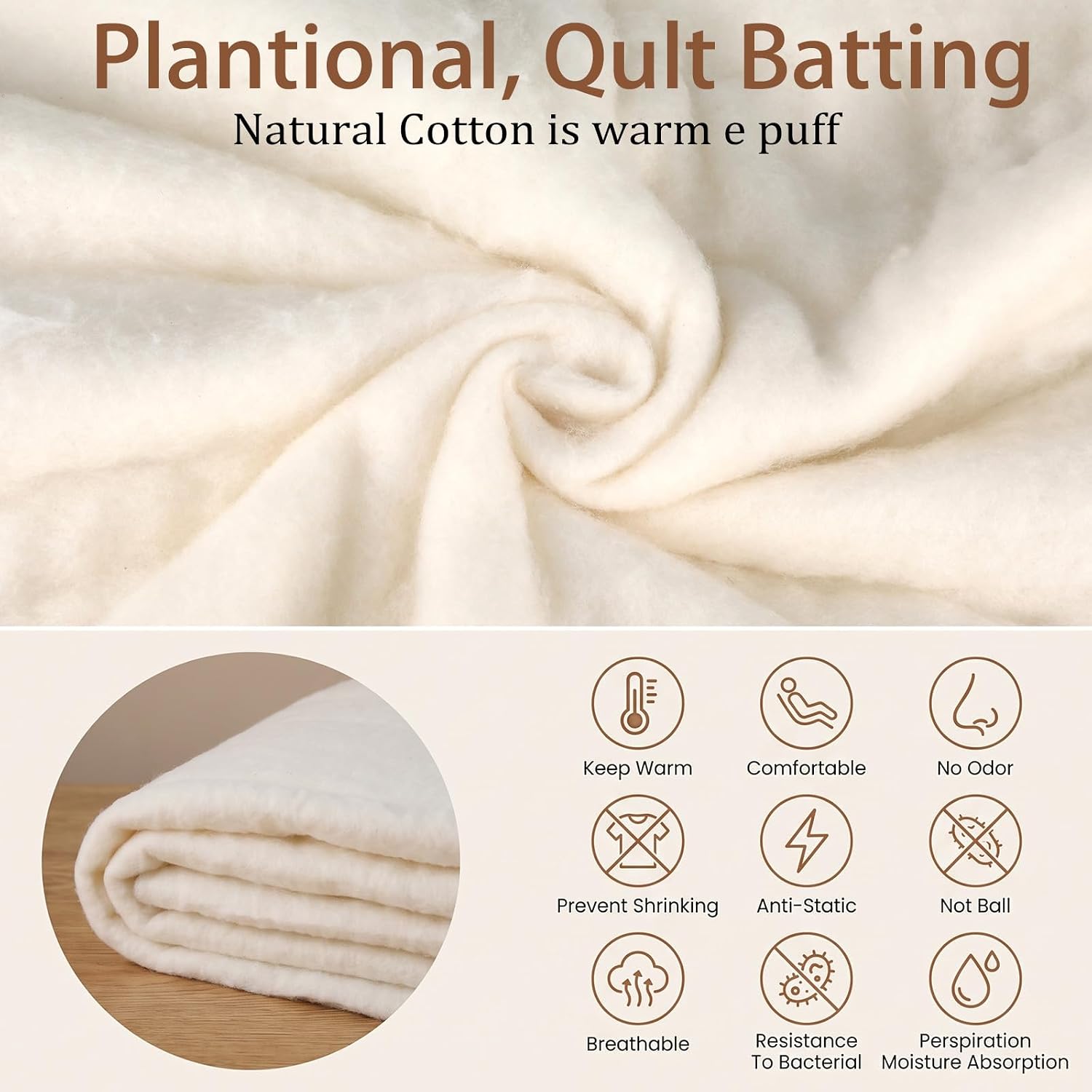 5 Pcs Quilting Batting 47 x 59 Inches Cotton Lightweight for Sewing Crafts
