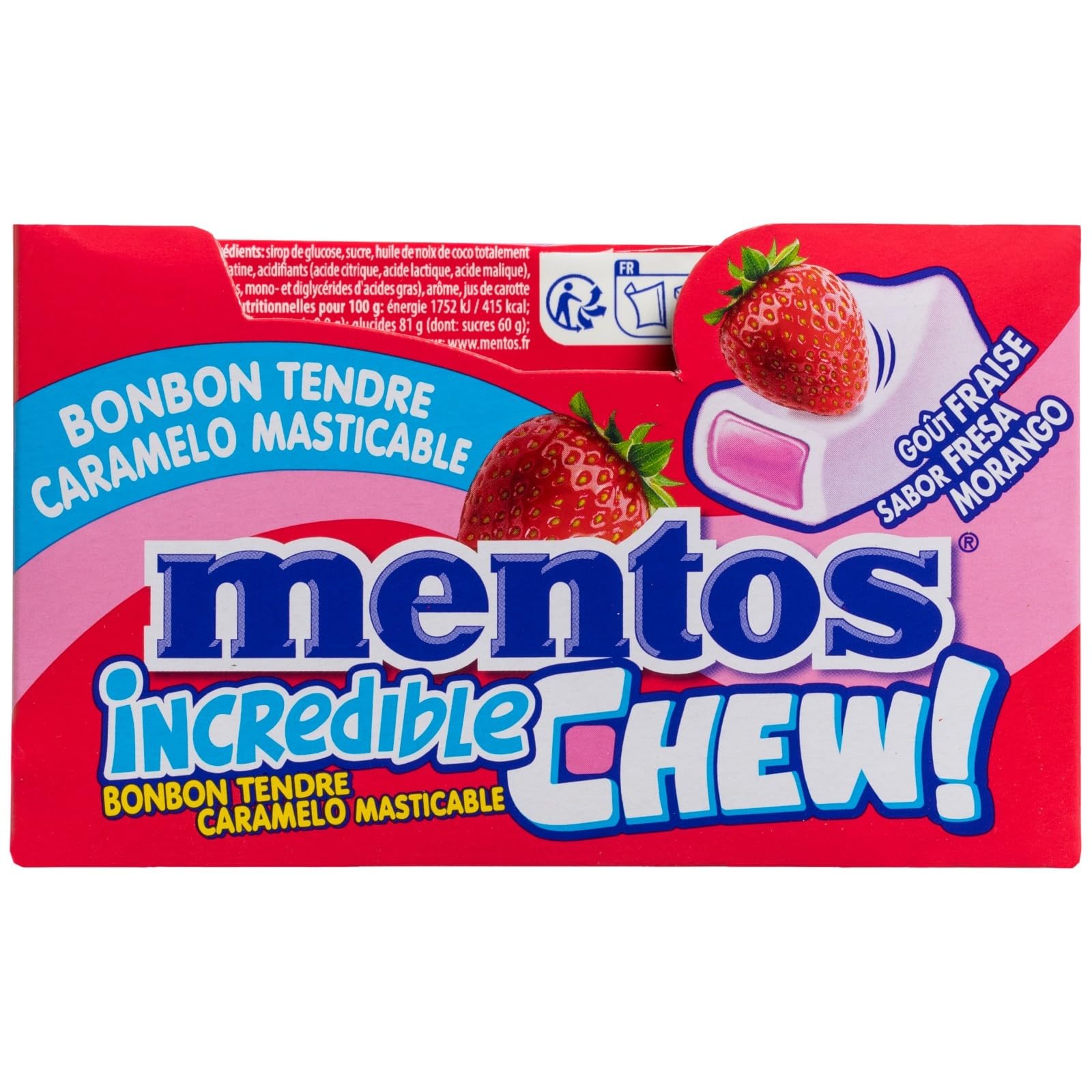 iChuches Caramelos Chew 20 Sticks Individuales Fresa Masticables Textura Extra Tierna