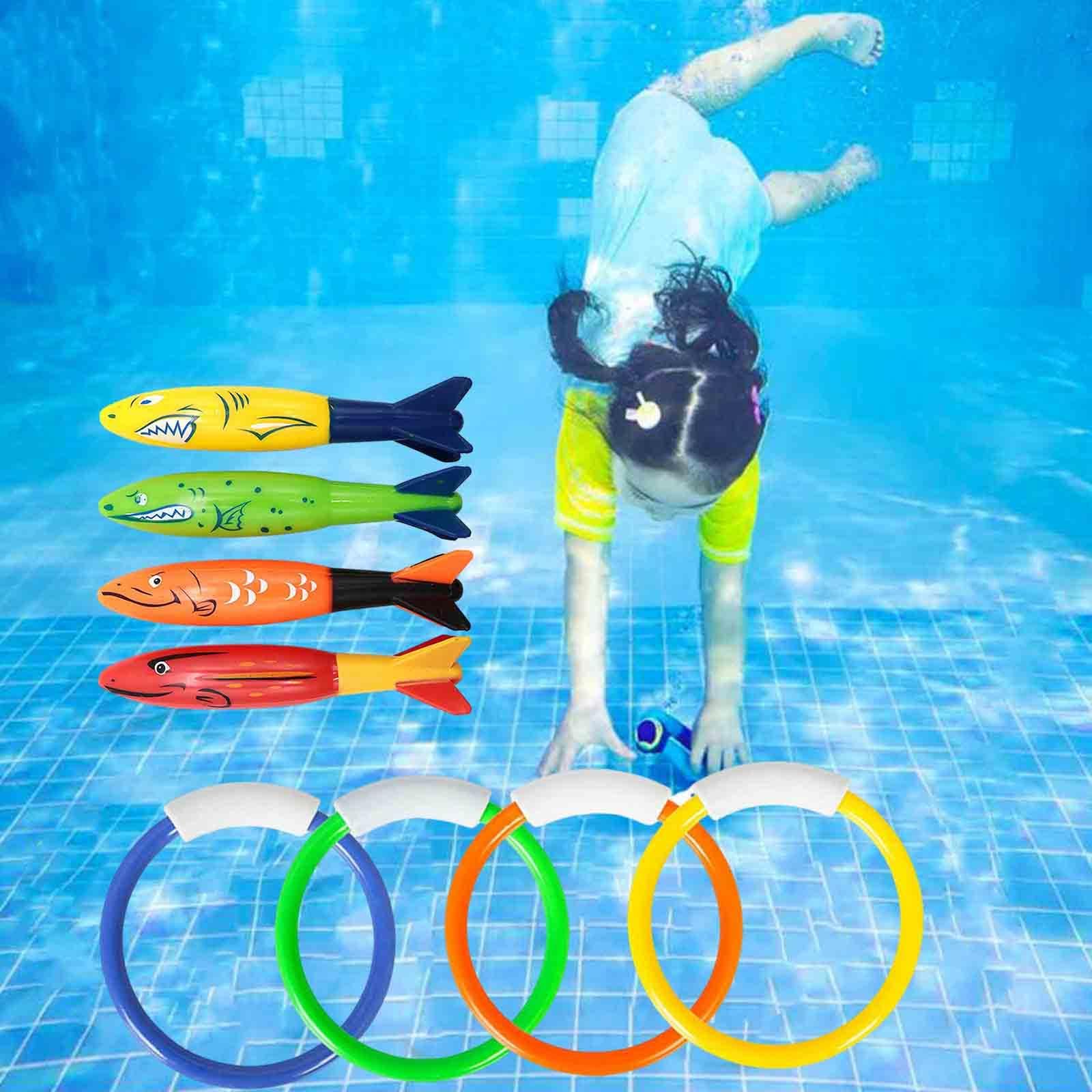 Htuygyjaw 8 Anneaux De Plongée PVC 14 Cm – Couleurs Vives – Coule Rapidement, Se Tient Au Fond – Idéal Piscine, éveil Aquatique Et Coordination – Enfants Tous âges