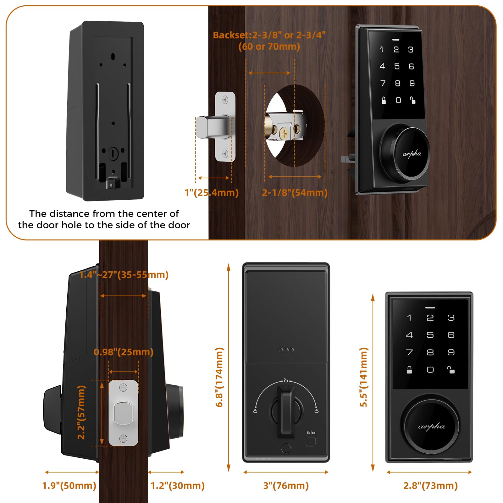 Touchscreen Keypad, Electronic Keypad Deadbolt Lock, Arpha Keyless