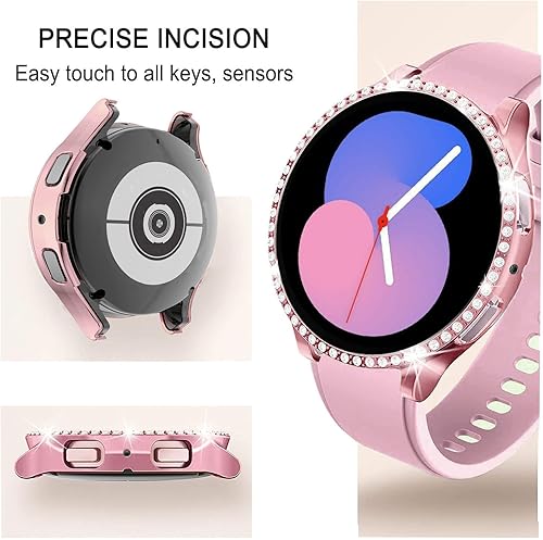 Vista 175 de Correas compatibles con Samsung Galaxy Watch FE / 5/4 de 1.575 pulgadas, correa de metal con diamantes de imitación brillantes de 0.787 pulgadas