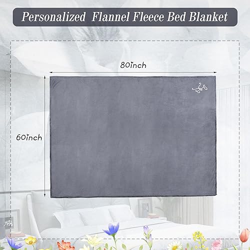 Miniatura 2 de Mantas personalizadas de 60 x 80 pulgadas para adultos con letras bordadas, manta de forro polar con monograma, suave y acogedora manta