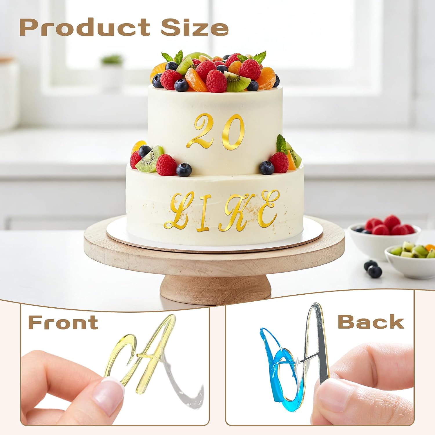 37PCS Gold Acrylic Alphabet and Number Cake Toppers Decorations Set Uppercase Letters Numbers and Symbol for Birthday Party Cake Decor Custom Name Decorations Celebration Supplies image 5