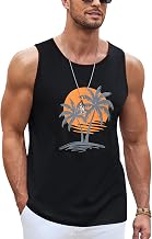 Terecey Men's Summer Beach Printed Palm Beach Hawaii Basic Tank Top T-shirts Beach Sleeveless Men Running Training Gym