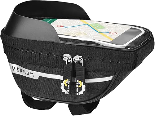 Miniatura 2 de Bolsas de montaje para teléfono de bicicleta, impermeable, marco frontal, bolsa de tubo superior con pantalla táctil, estuche para teléfono de
