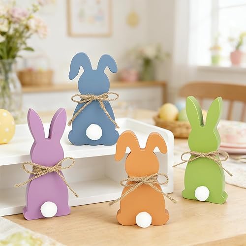 Miniatura 7 de Decoraciones de Copos de Nieve de Madera para Mesa 4 Piezas, Decoración de País de las Maravillas Invernal para Hogar Interior Bandeja Escalonada,