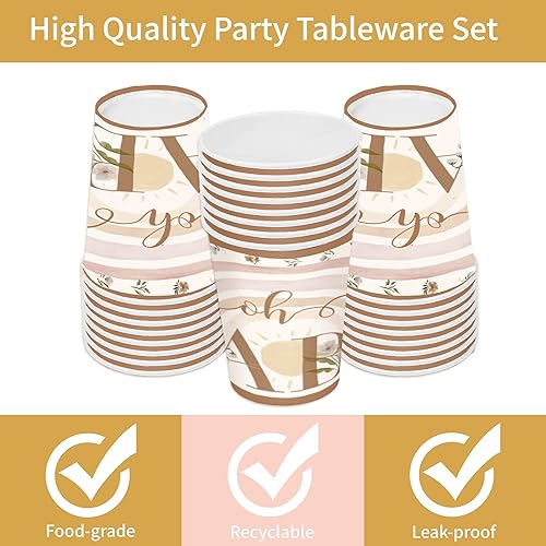 Miniatura 5 de Oigco Juego de 168 platos de papel para baby shower, con diseño de arco iris, servilletas, tazas, suministros de fiesta de baby shower, juego de