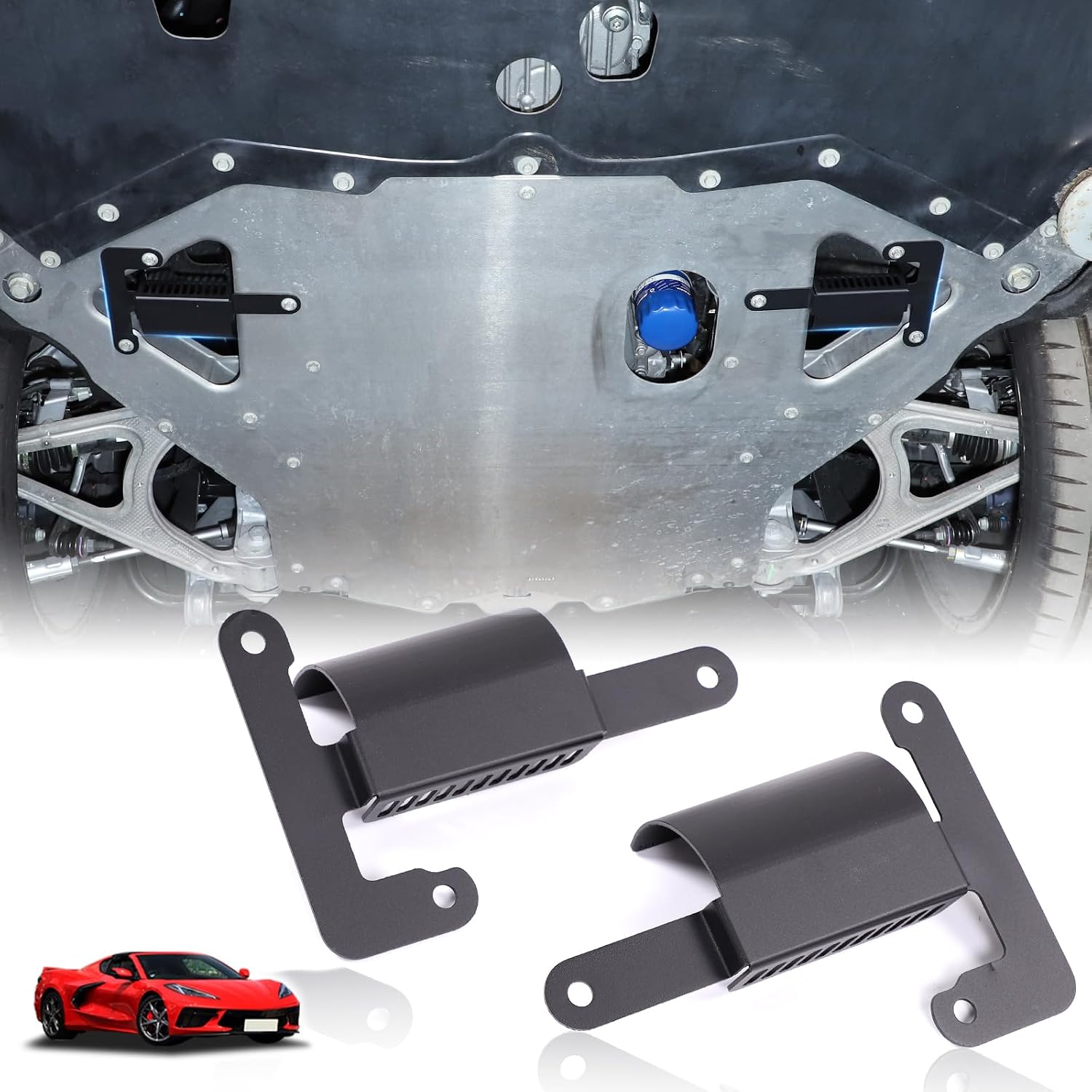 Underbody Air Deflector for Corvette C8 Stingray Z51 2020-2026 Z06/E-ray 2023+ Rear Lower Bumper Widebody Air Cooling Ducts Airflow Engine Bay Shield Air Diverters Accessories Replace (Black/2PCS)