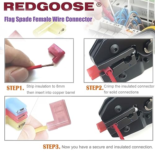 Miniatura 3 de 50 conectores de cable hembra de desconexión rápida de nailon para bandera de 22-10 AWG, terminales de cable eléctrico de 90 grados (22-18 AWG, 20