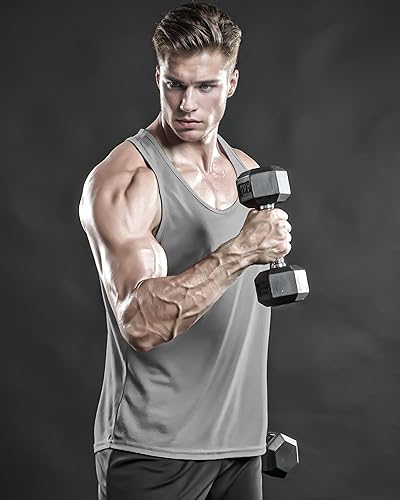 Miniatura 7 de DRSKIN Paquete de 4, 3 o 1 camisetas sin mangas para hombre, espalda en Y, malla muscular, entrenamiento, gimnasio, entrenamiento, atletismo, ajuste