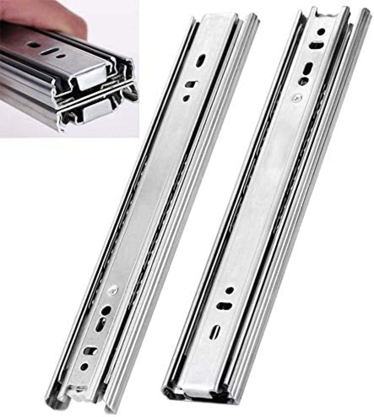 Scumlovy 30in(750mm) Push to Open Drawer Slides Heavy Duty Full Extension Ball Bearing Side Mount Three Section Soft Close Runners