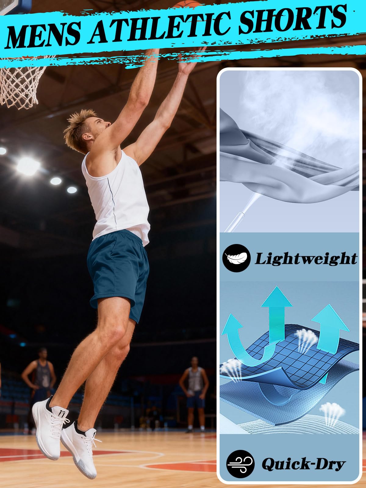 ZENGVEE 5-pak sportowe męskie spodenki treningowe szybkoschnące spodenki do koszykówki z kieszeniami do biegania na co dzień odzież sportowa