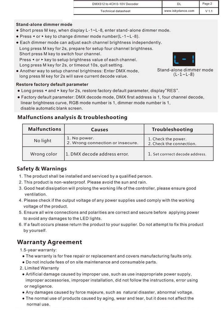 DMX512 to 4CH 0-10V Decoder 0-10V LED Dimmer DMX512 Signal to 0-10V Signal RGB/RGBW Controller 4 Channel Dimmer 5-24V